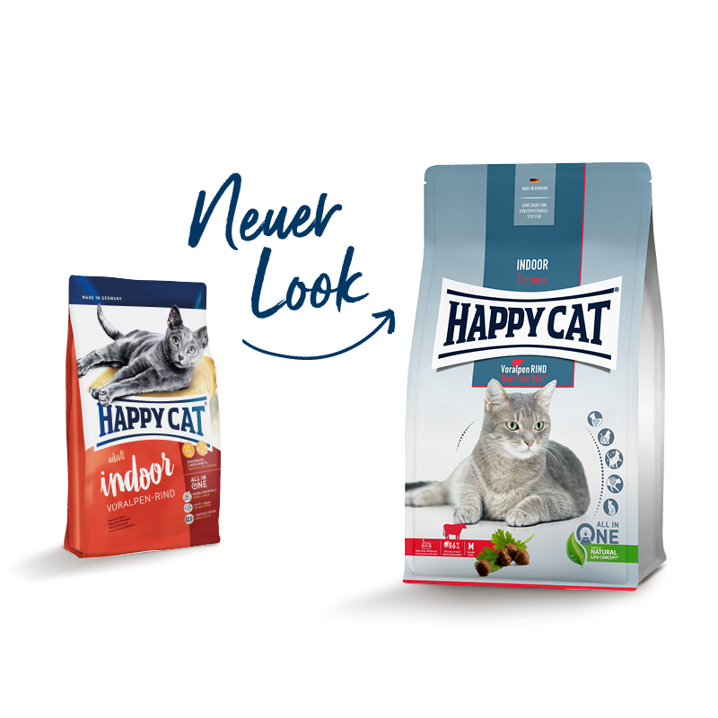 HAPPY CAT Trockenfutter HAPPY CAT Indoor Adult Voralpen Rind 1,3 kg