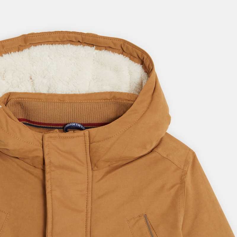 Parka doublée en moumoute sherpa marron garçon