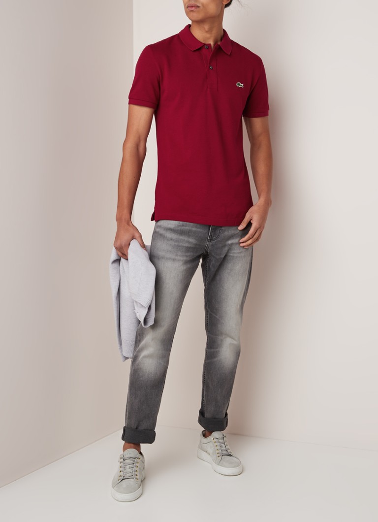 Polo Lacoste slim fit em algodão piqué