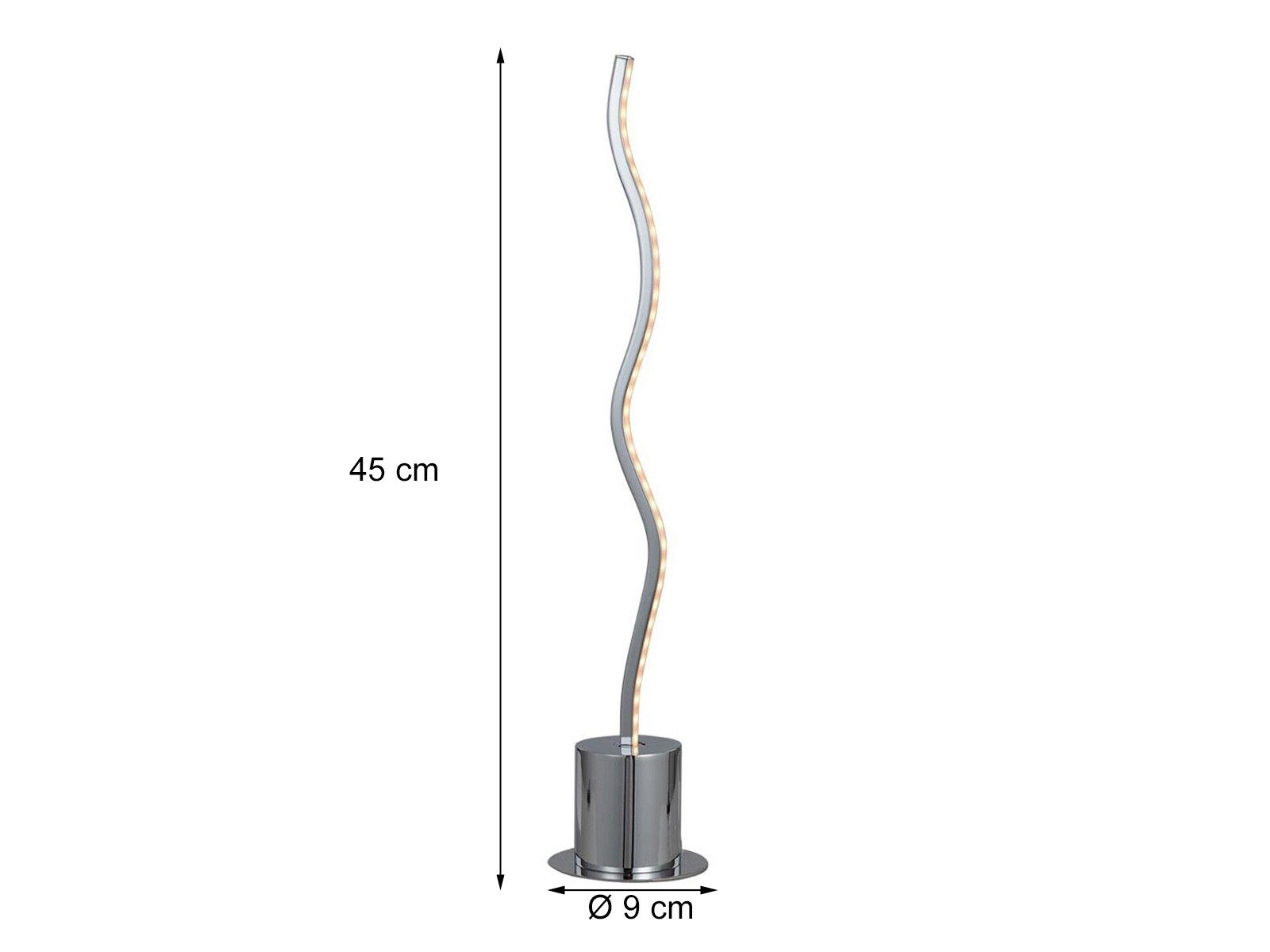 WOFI LED Tischleuchte, LED fest integriert, Warmweiß, groß, ausgefallene coole Designer Lampe Fensterbank, Chrom, Höhe 45cm