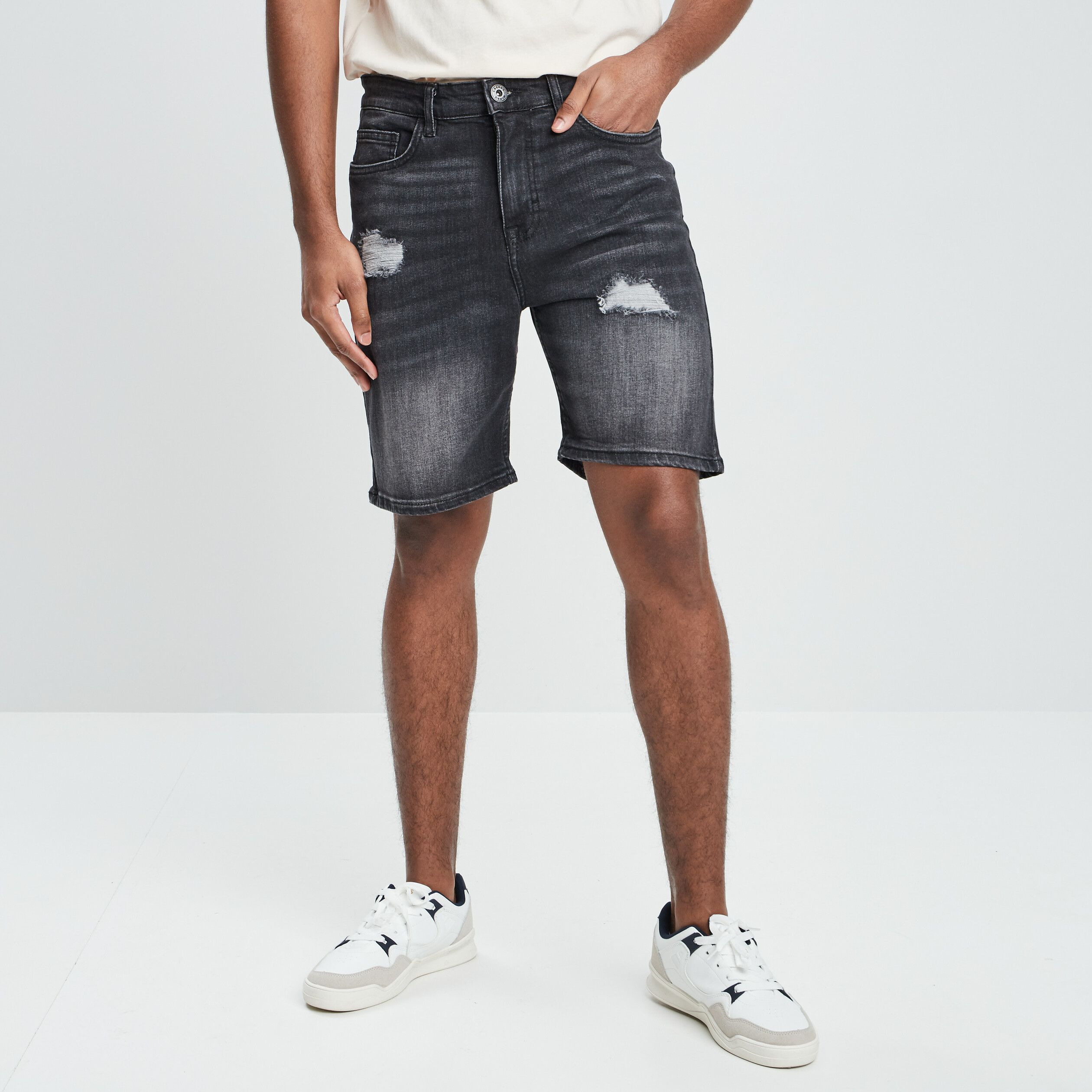 Short regular en jean denim noir homme | La Halle