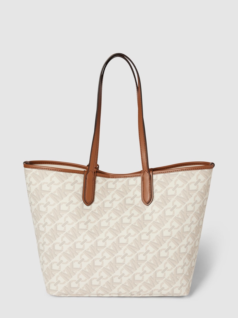 Tote Bag mit Allover-Label-Muster Modell 'ELIZA' in ecru