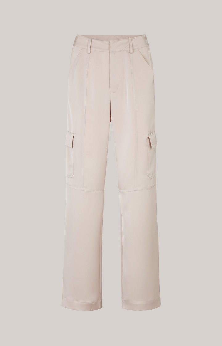 Satin-Cargohose in Nude