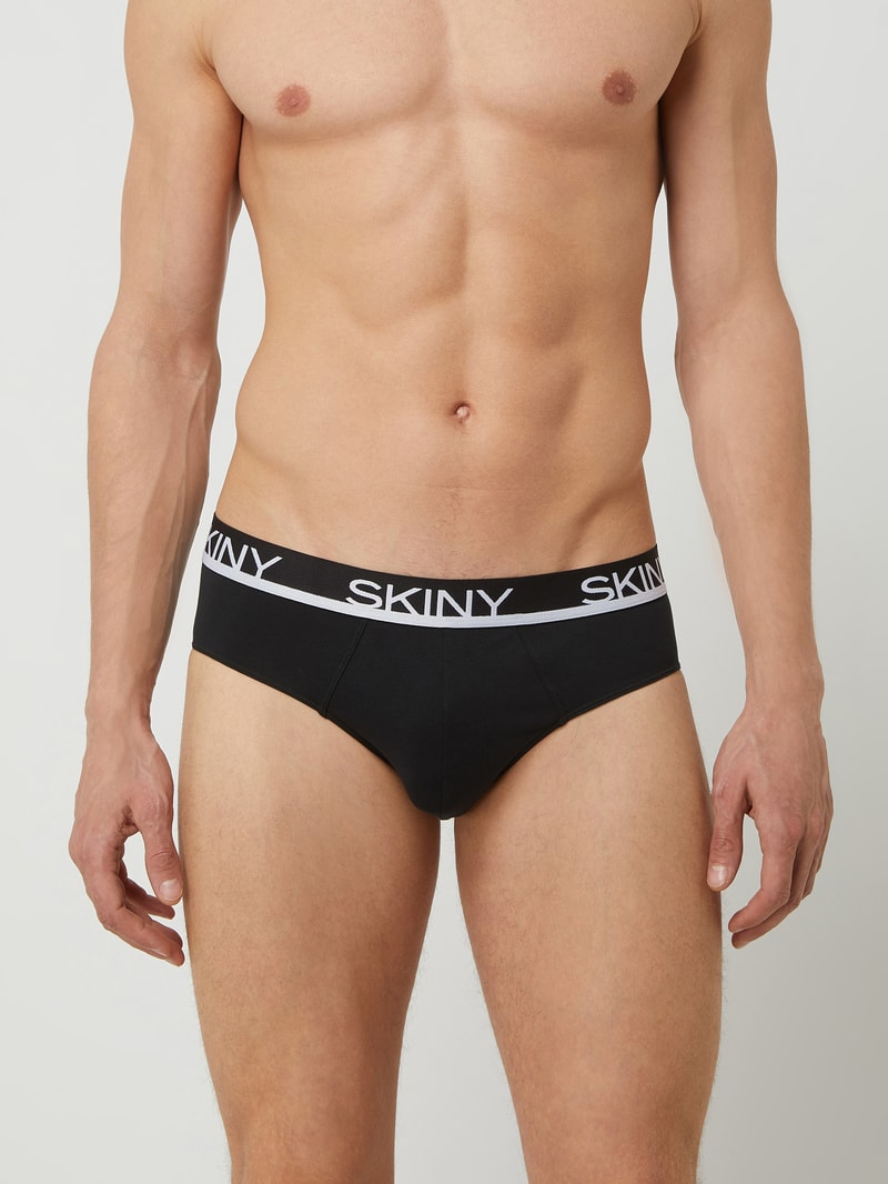 Slip mit Stretch-Anteil im 3er-Pack in schwarz