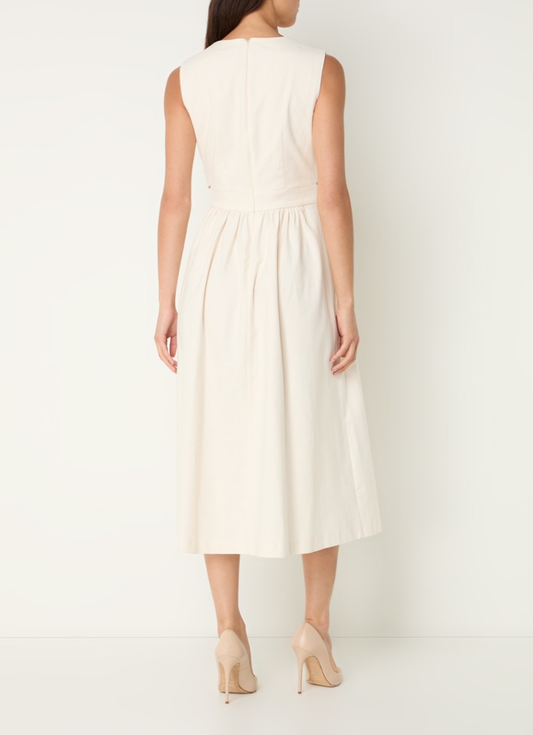 Vestido midi de mezcla de lino Pernille de LKBennett con bolsillos laterales