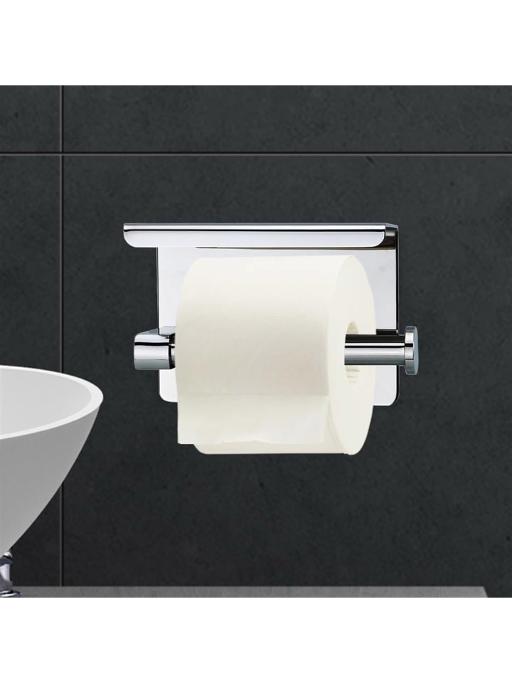 Intirilife Toilettenpapierhalter mit Ablage zum Bohren in SILBER günstig kaufen onesize
