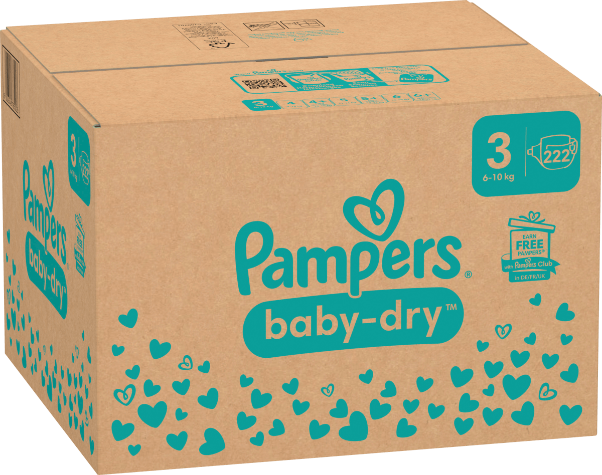 Windeln Baby Dry Gr.3 Midi (6-10 kg), Monatsbox, 222 St