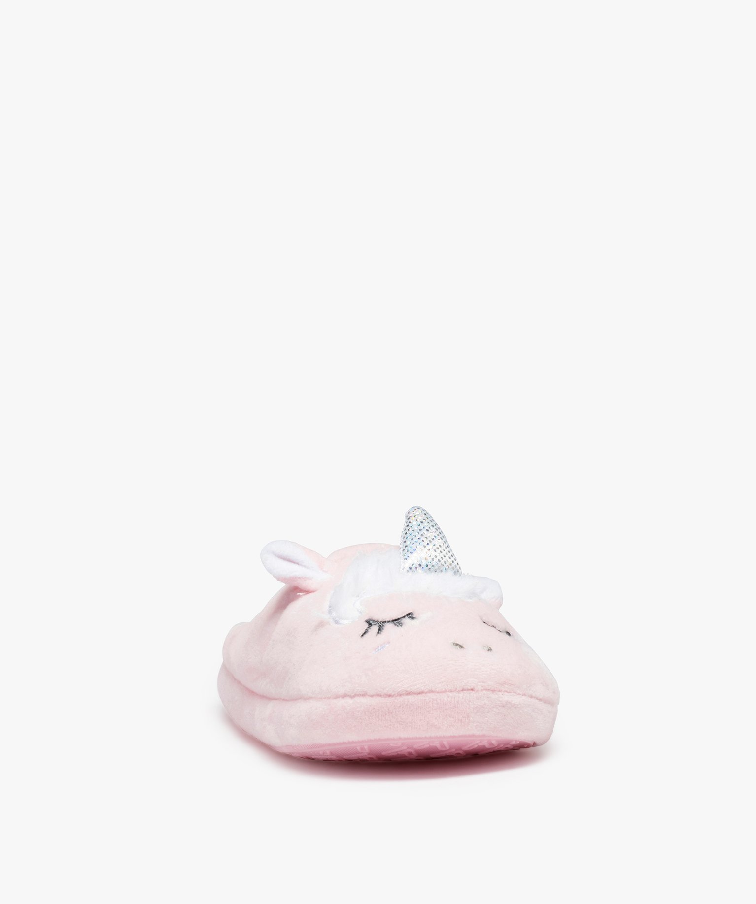 Chaussons fille mules en forme de licorne détails pailletés rose | GEMO