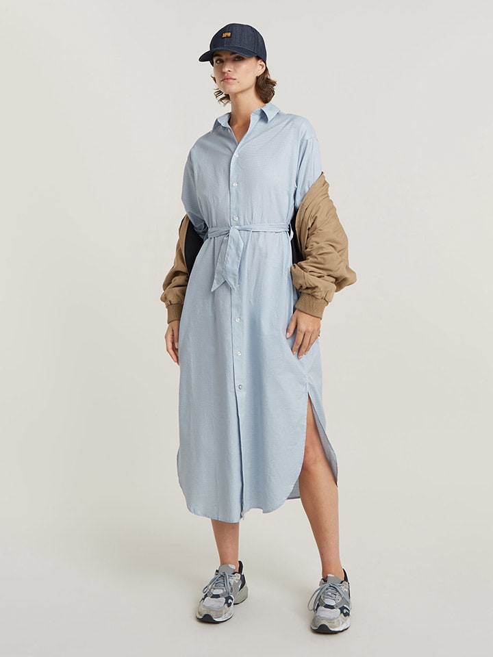 G-Star Hemdkleid in Hellblau günstig kaufen