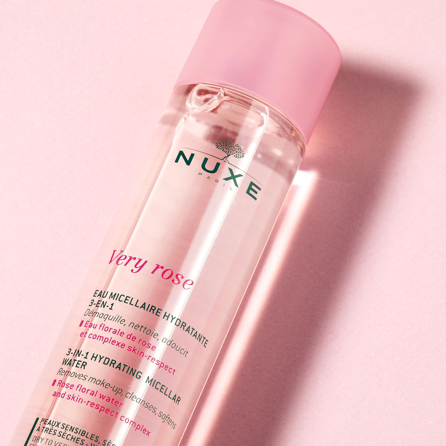 Nuxe Eau Micellaire Hydratante 3-en-1 Very Rose - Peaux sensibles, sèches à très sèches - 200ml