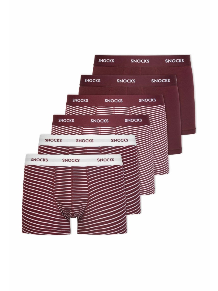 SNOCKS Boxershorts aus Bio-Baumwolle 6 Stück in Rote Streifen günstig kaufen