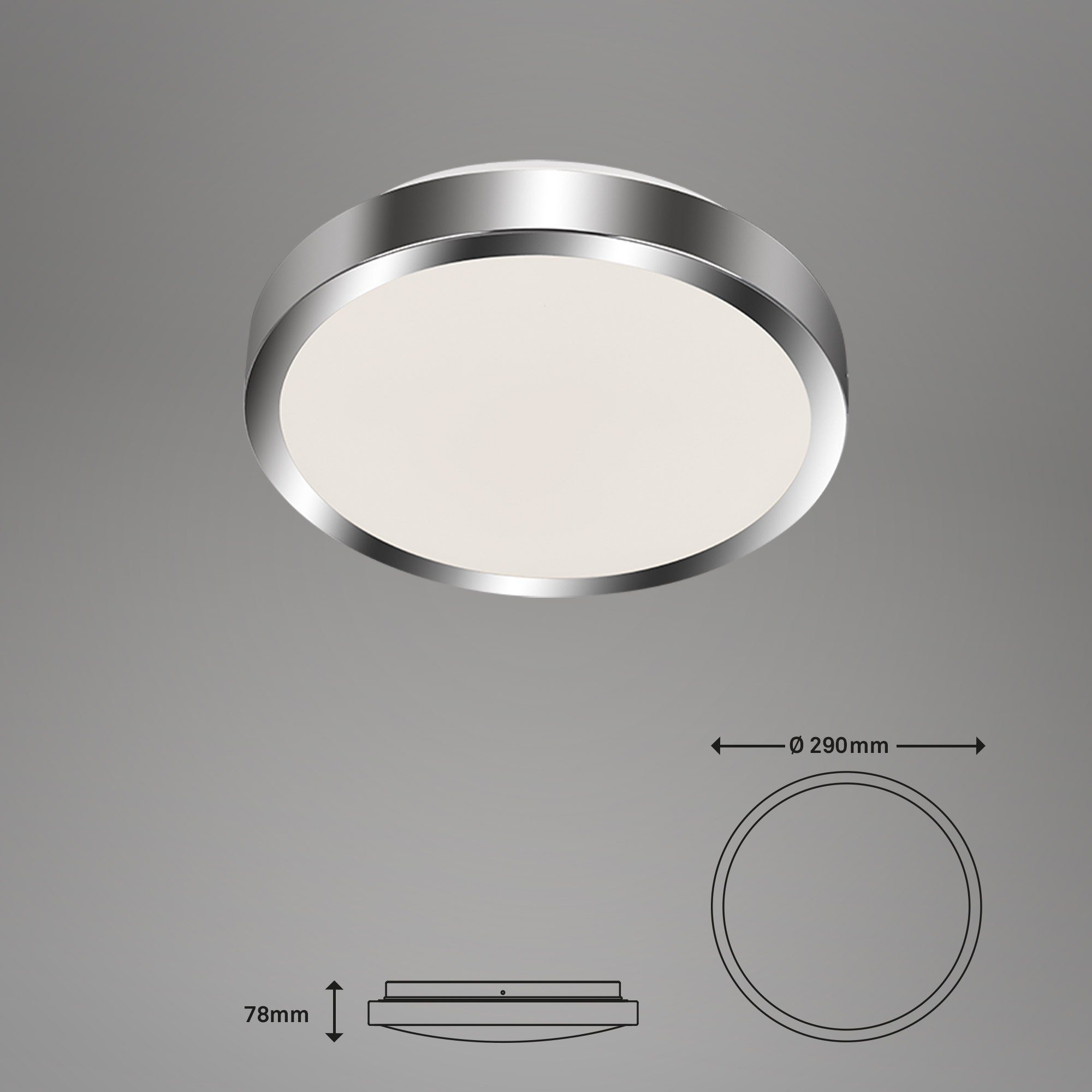 Briloner Leuchten LED Deckenleuchte 2302-018, LED fest verbaut, Neutralweiß, Badezimmerleuchte 4.000K 1.500lm 15W IP44 Ø29cm