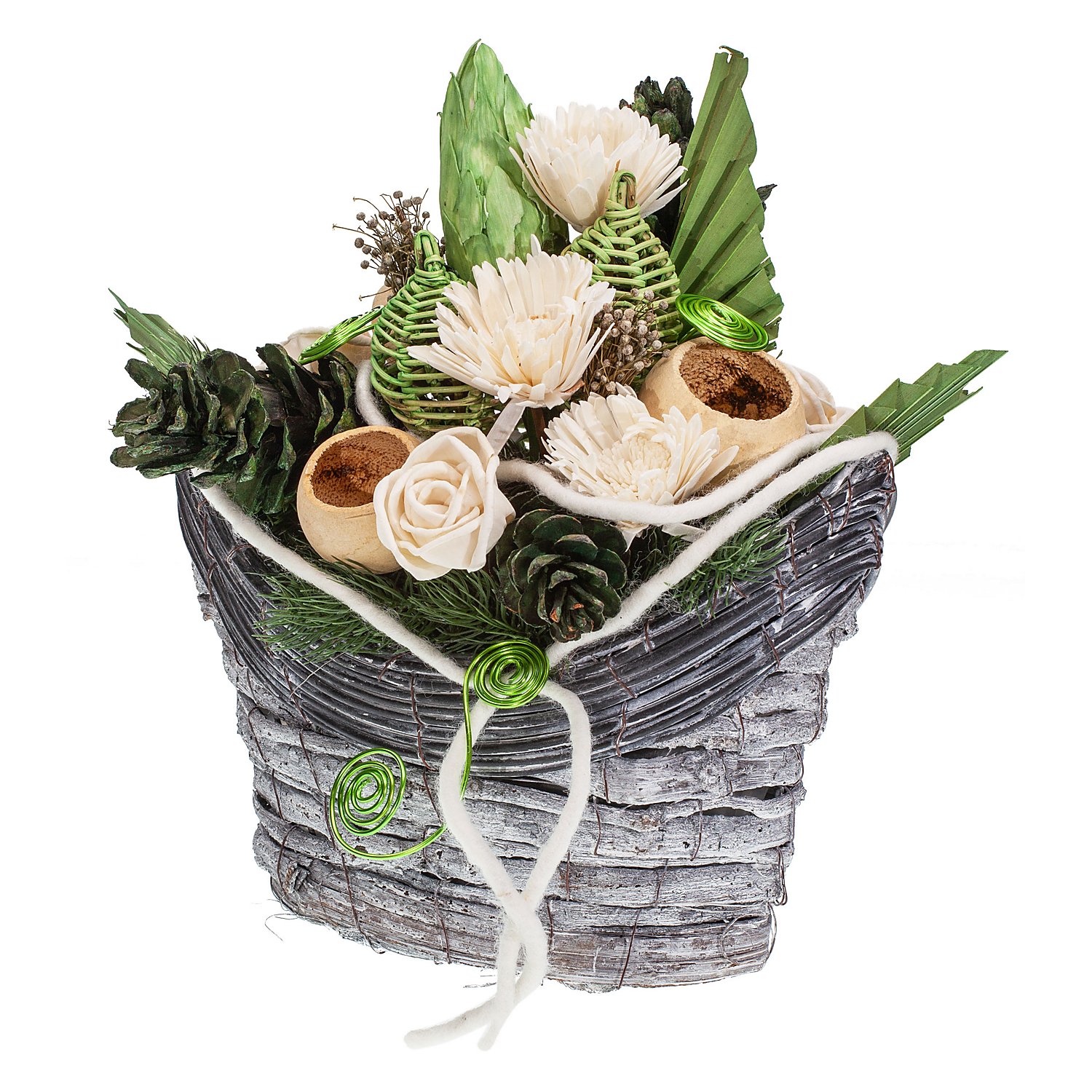 Rattan-Pflanzschiff, grau-wash, 30 x 17 x 21,5 cm