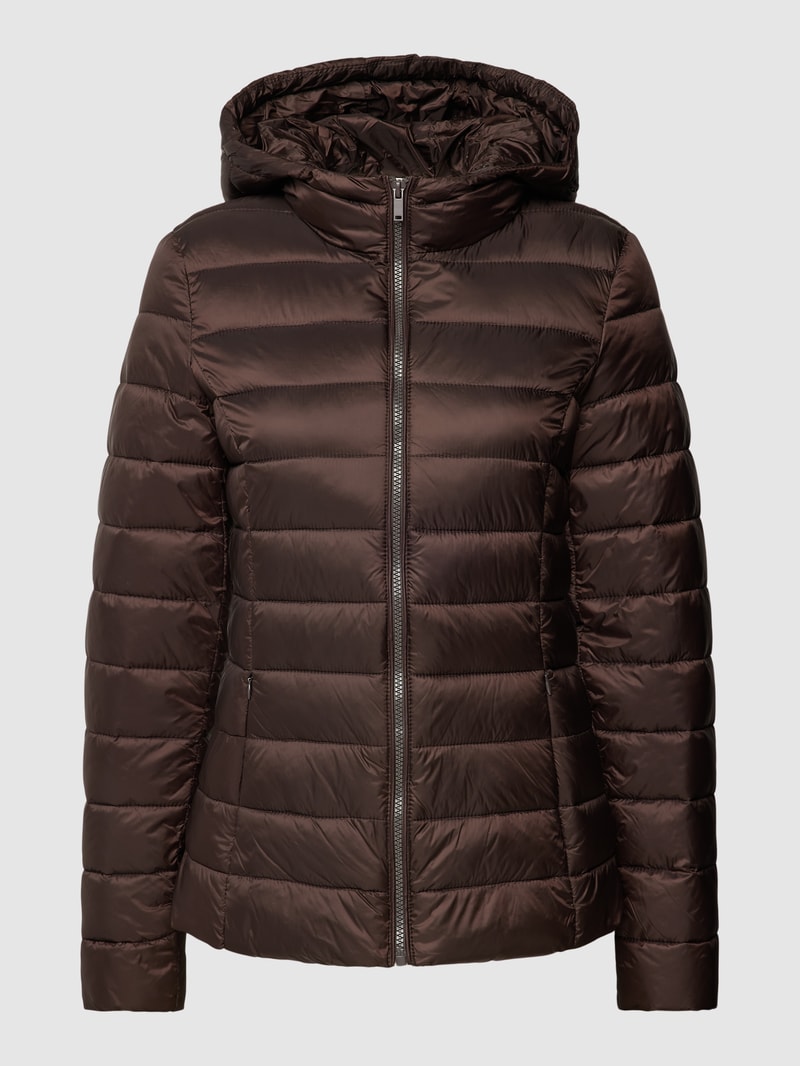 Steppjacke mit Kapuze in schokobraun