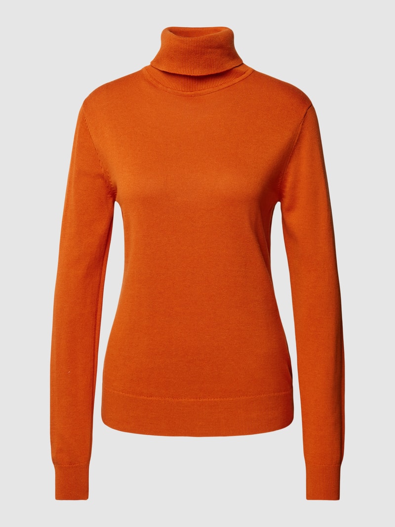 Rollkragenpullover in Melange-Optik in orange