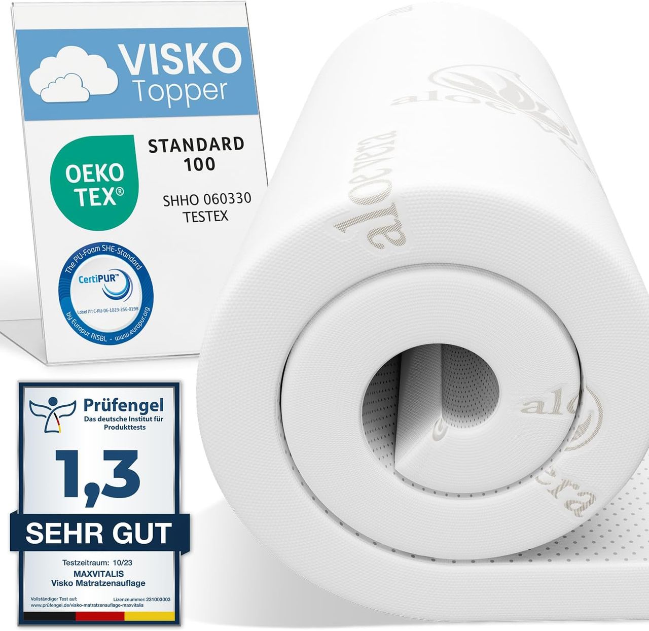 Aktivshop Bestschlaf Visko-Mineralschaum Matratzenauflage, 4 cm dick, 120x200 cm