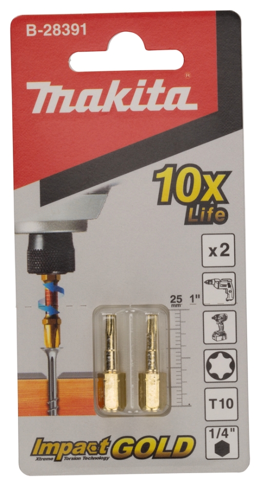 Příslušenství Makita B-28391 XTT Bit rázového šroubováku tvar C Torx 10 25 mm, 2 kusy