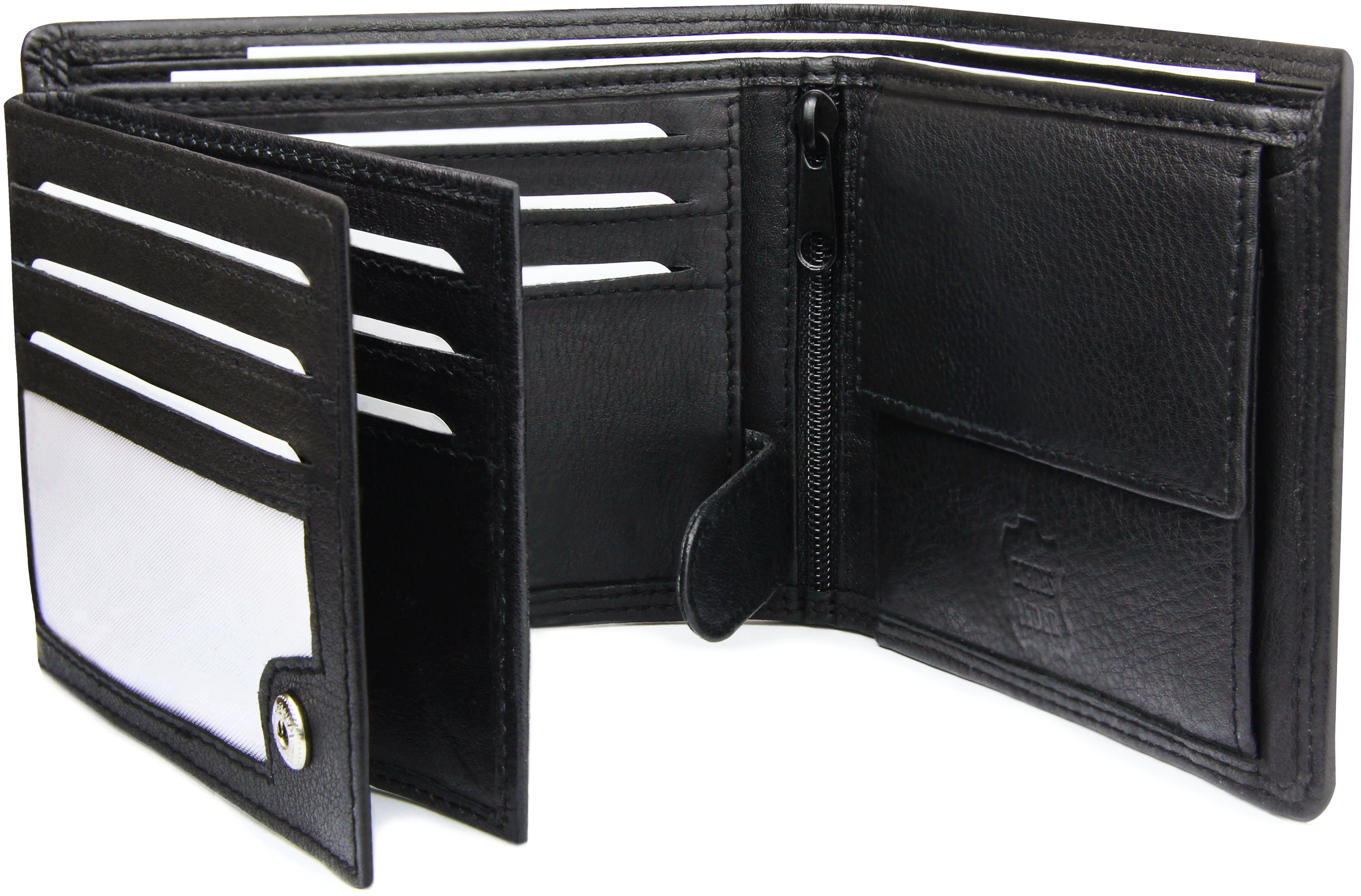 Frentree Geldbörse 12 Kartenfächer und RFID-Schutz, aus echtem Nappaleder, Querformat Portemonnaie, mit Geschenkbox, Herren
