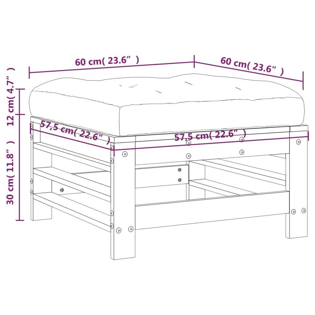 vidaXL Loungesofa Gartenhocker mit Kissen Massivholz Kiefer, 1 Teile