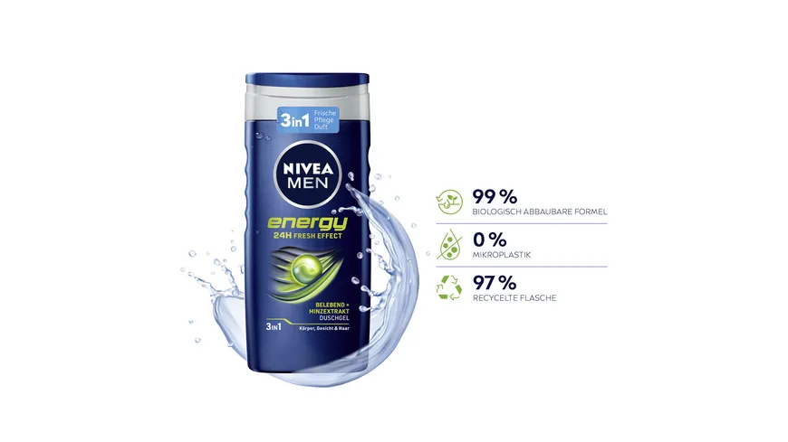 NIVEA MEN Duschgel energy 24H fresh effect 3 in 1 250 ml