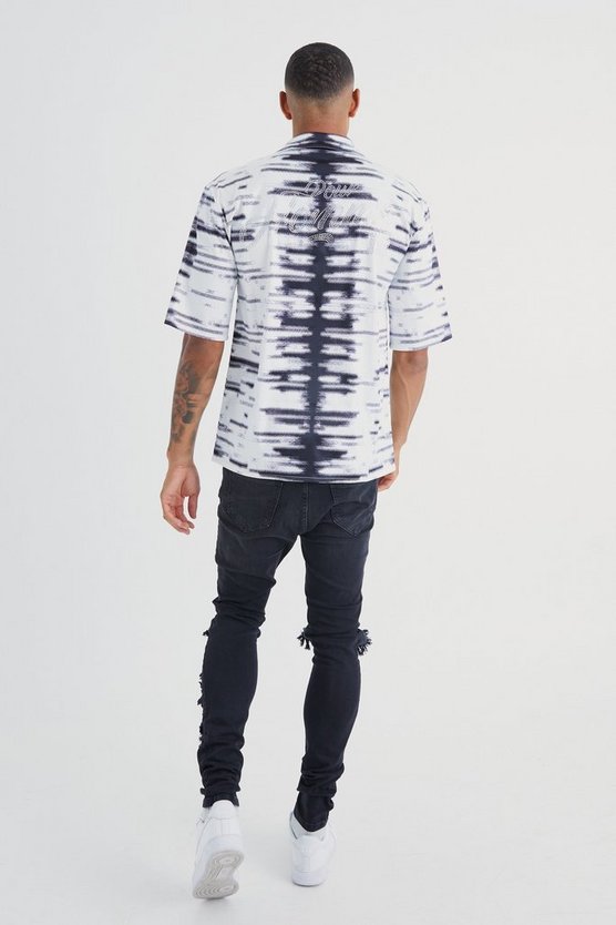 Tall kurzärmliges Satin-Hemd