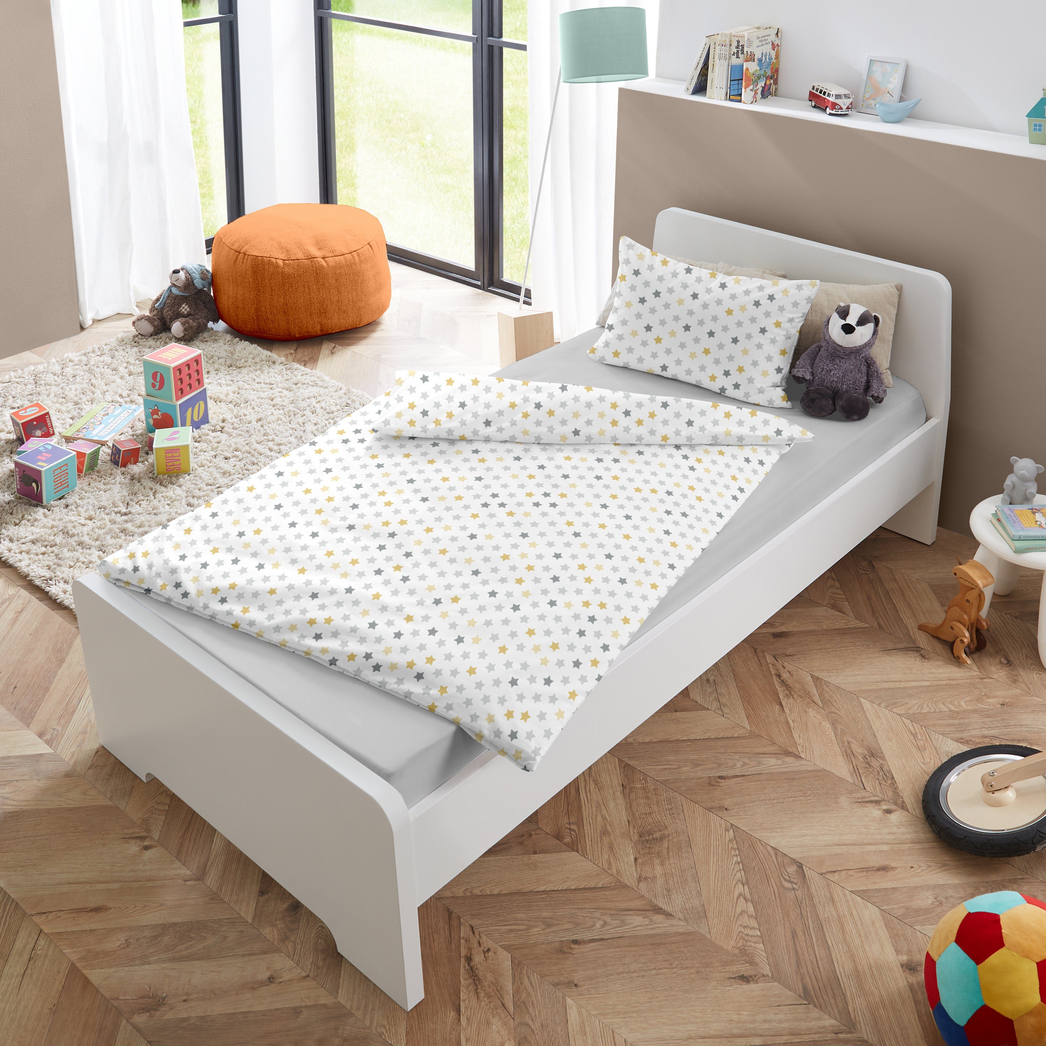Babybettwäsche Baby Bettwäsche Sterne 100x135 Kinder Bettwäsche mit Schönheitsfehlern, soma, Baumolle, 2 teilig, babybettwäsche 100x 135 baby bettwäsche set 100x135