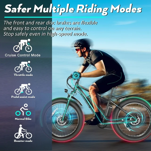 Gocio 26 4.0 Fat Tire Electric Bike for Adults, 500W Adults E Bike, 48V 13Ah Removable Li-Ion Battery, Professional 7-Speed