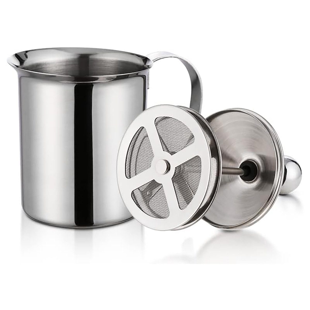 götäzer Milchaufschäumer Manueller Milchaufschäumer aus Edelstahl, Kaffee-Milchaufschäumer, Handheld für Cappuccino Latte Hot Chocolate (14 oz/400 ml)