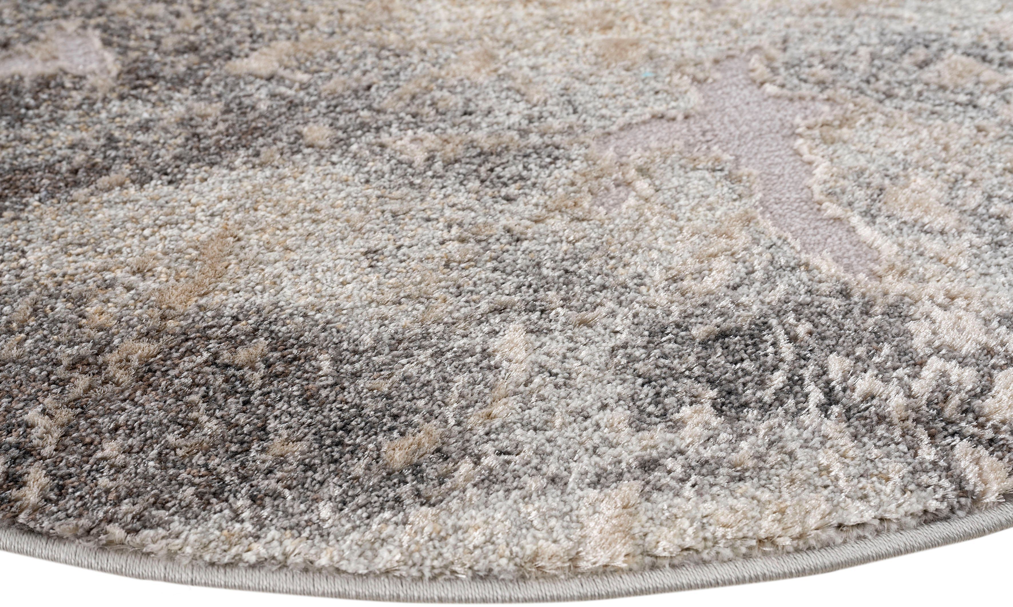Teppich Marmor, my home, rund, Höhe: 12 mm, Marmor-Optik
