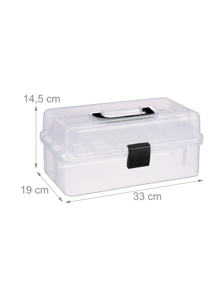 relaxdays Aufbewahrungsbox in Transparent/ Schwarz - (B)33 x (H)14,5 x(T)19 cm günstig kaufen onesize