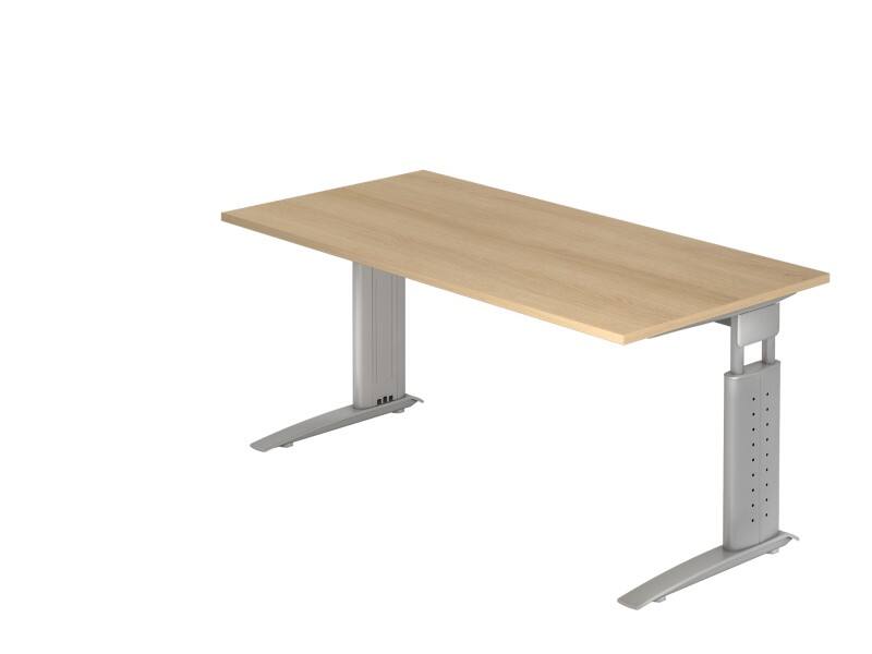 Hammerbacher VUS16/E/S Schreibtisch US16 Eiche, Silber 1.600 x 800 x 680 x 680 - 860 mm