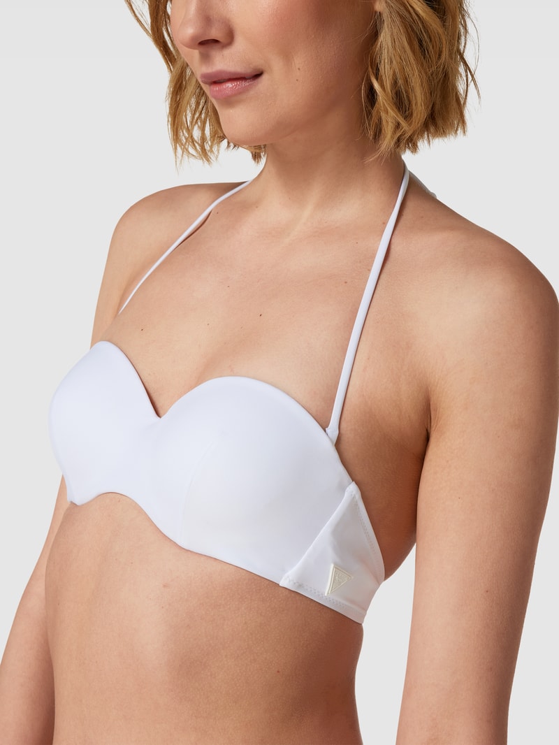 Bikini-Oberteil mit Label-Patch Modell 'PADDED BANDEAU' in weiß