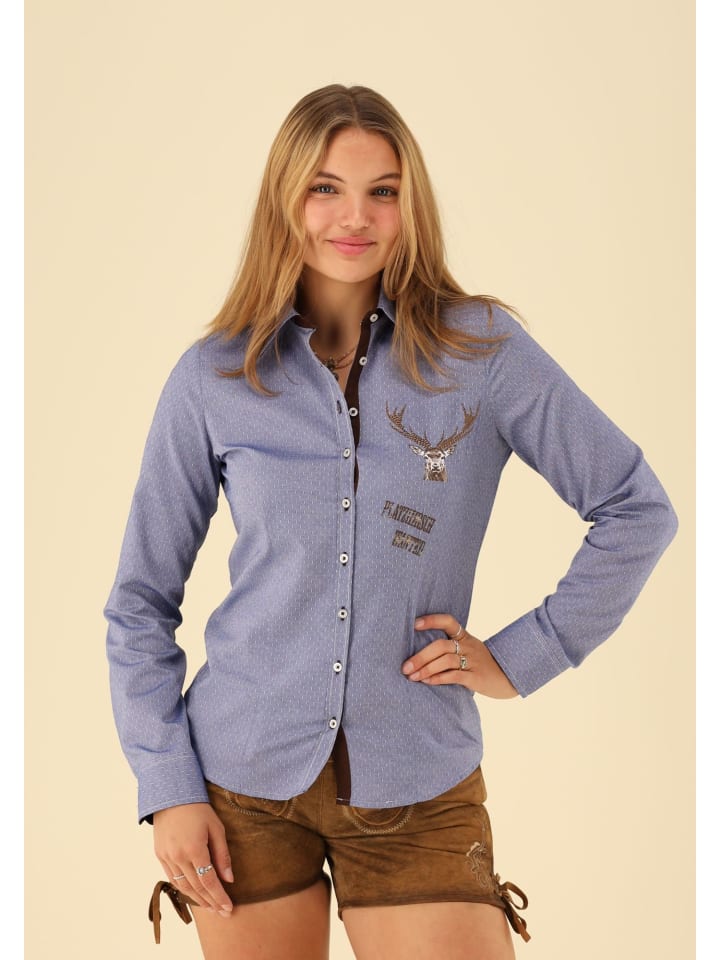 OS-Trachten Trachtenbluse Fudos in jeans günstig kaufen