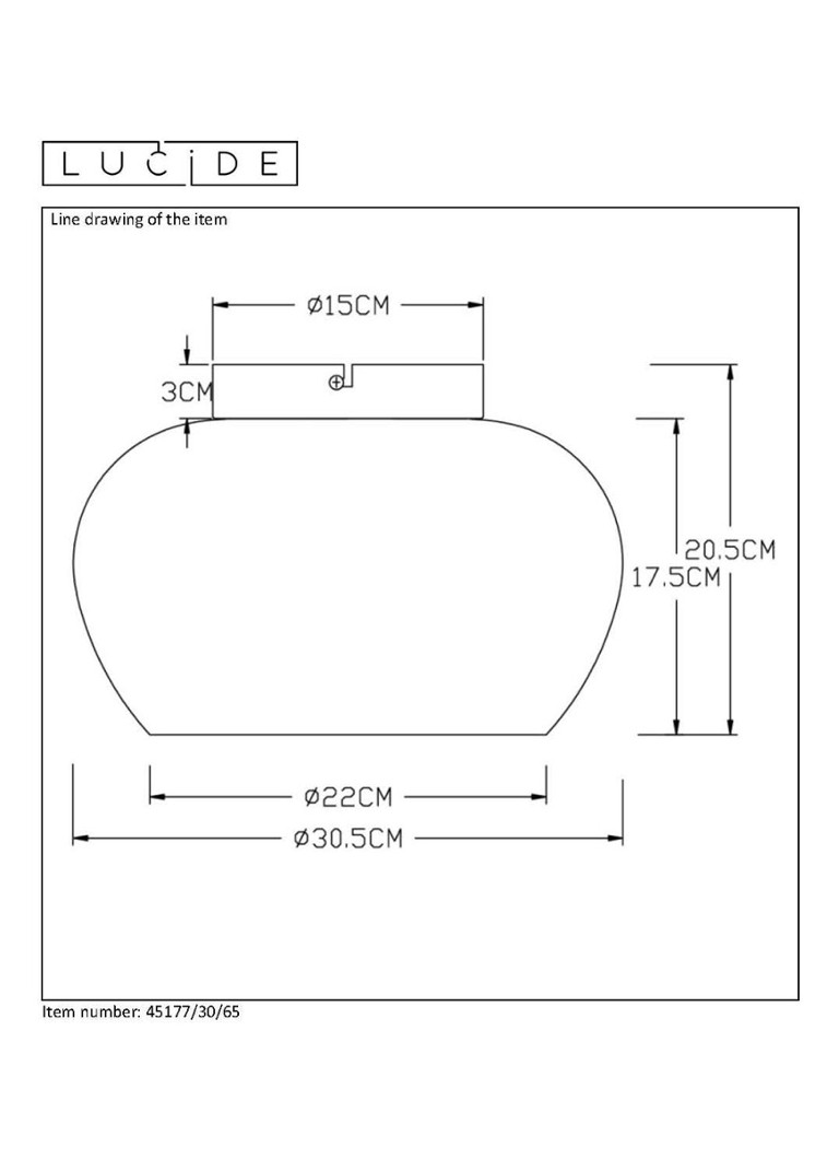 Plafonnier Lucide Judi 30,5 x 30,5 x 20,5 cm