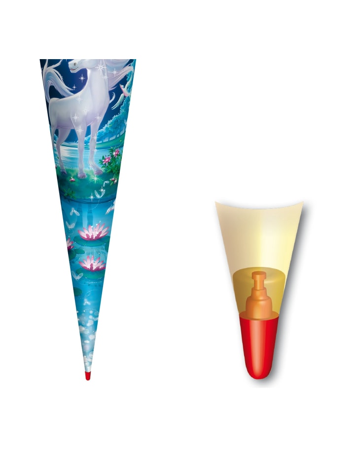 ROTH Schultüte groß Mondscheineinhorn 70 cm, Glitter in Blau günstig kaufen onesize