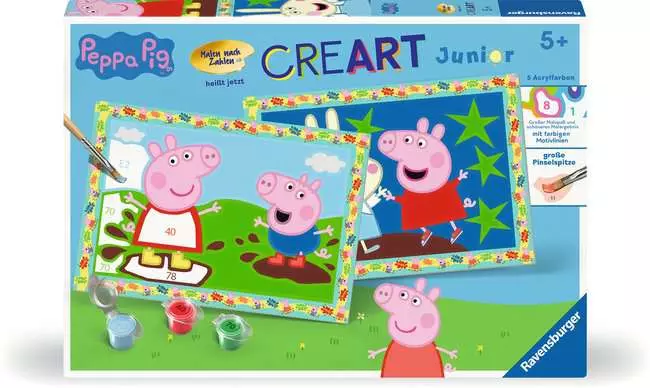 CreArt Peppa Pig - Malen nach Zahlen für Kinder ab 5 Jahren