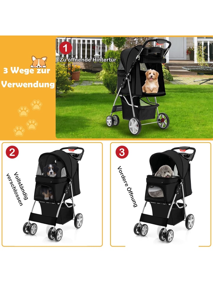 COSTWAY Hundewagen in Schwarz günstig kaufen 81 cm