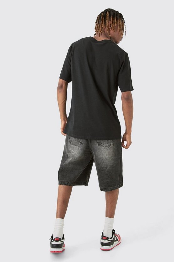 Tall schwarzes T-Shirt mit Spider Man Print