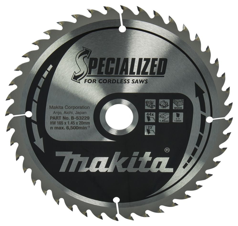 Makita Accessories B-53229 Λεπίδα κυκλικού πριονιού Ξύλου Specialized 165 x 20 x 1,45 44T