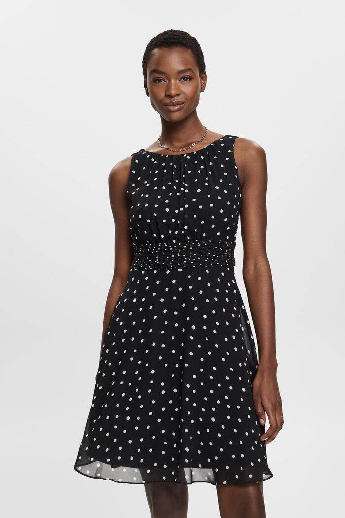 Recycelt: Chiffon-Kleid mit geraffter Taille