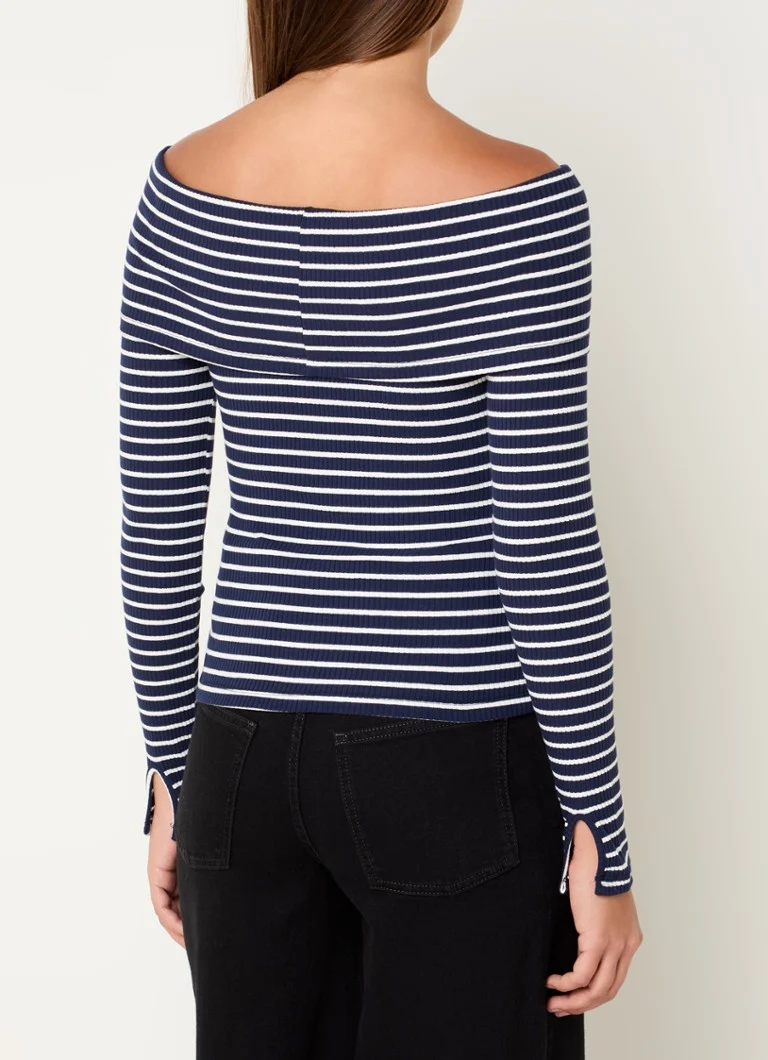 Top Neo Noir Lessy con scollo a spalle scoperte e texture a coste.