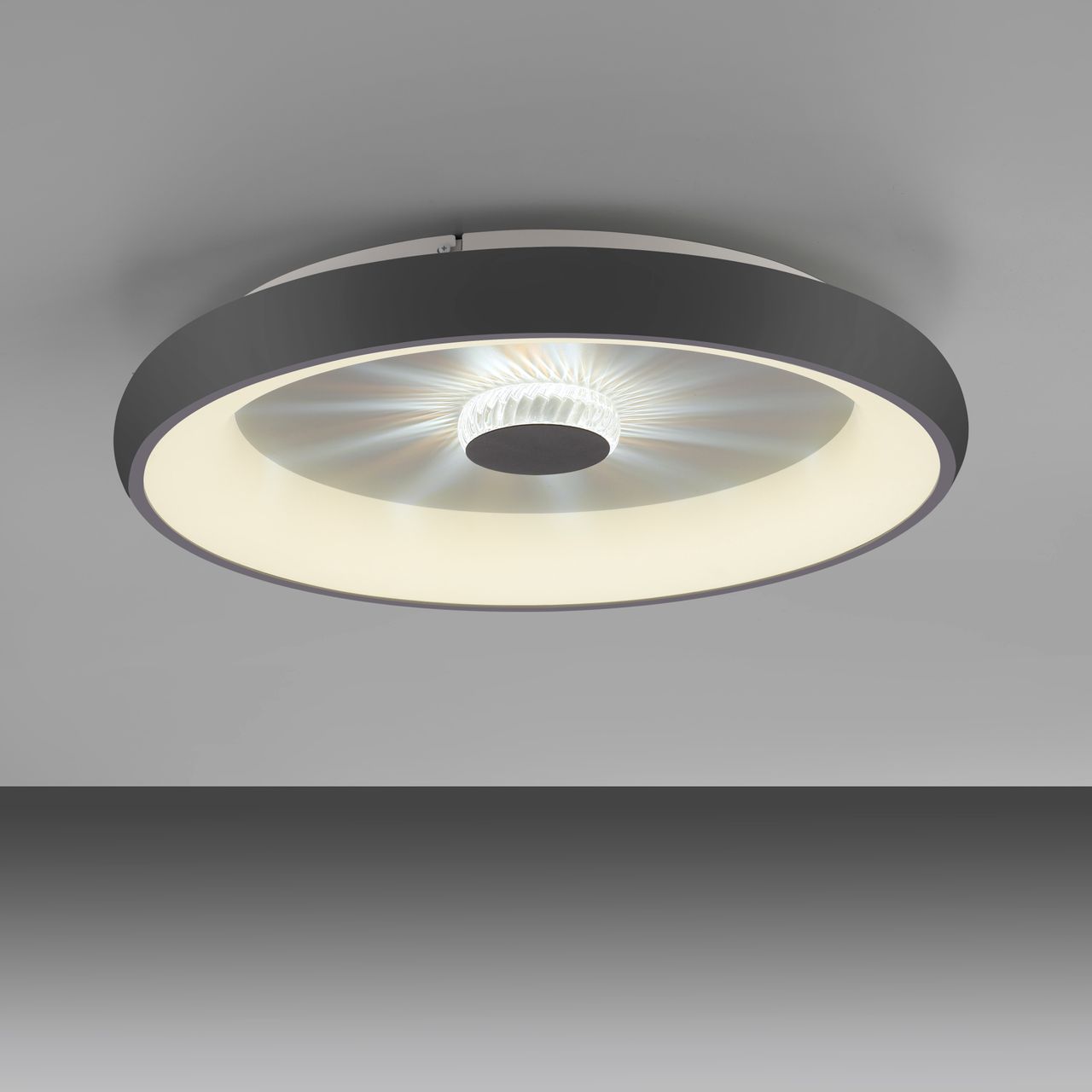 JUST LIGHT LED Deckenleuchte VERTIGO, CCT, dimmbar, Fernbedienung, Ø61,5 cm, Kristall-Effekt
