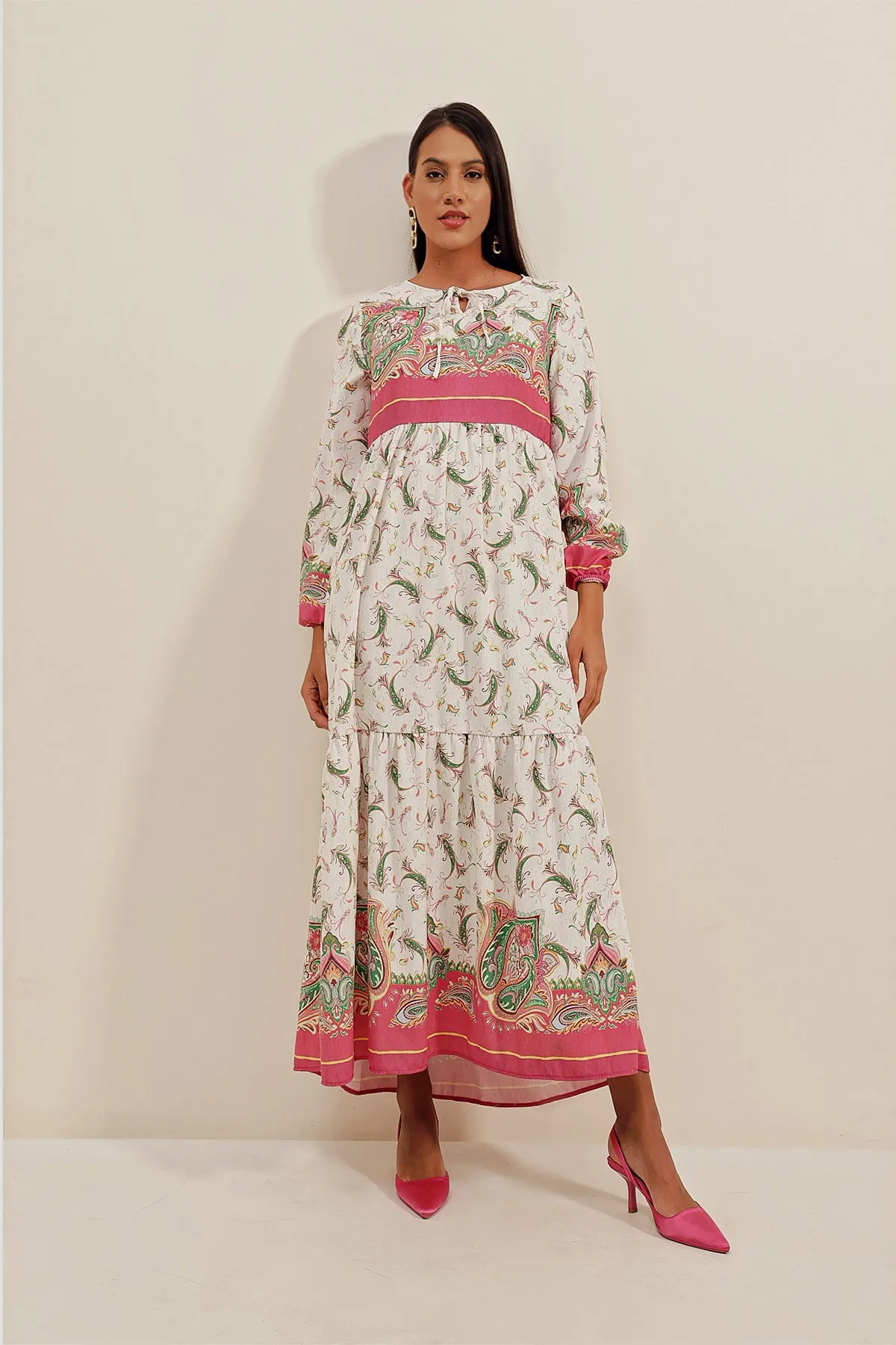 Bigdart  1947 Gemustertes langes Kleid – A.fuchsia