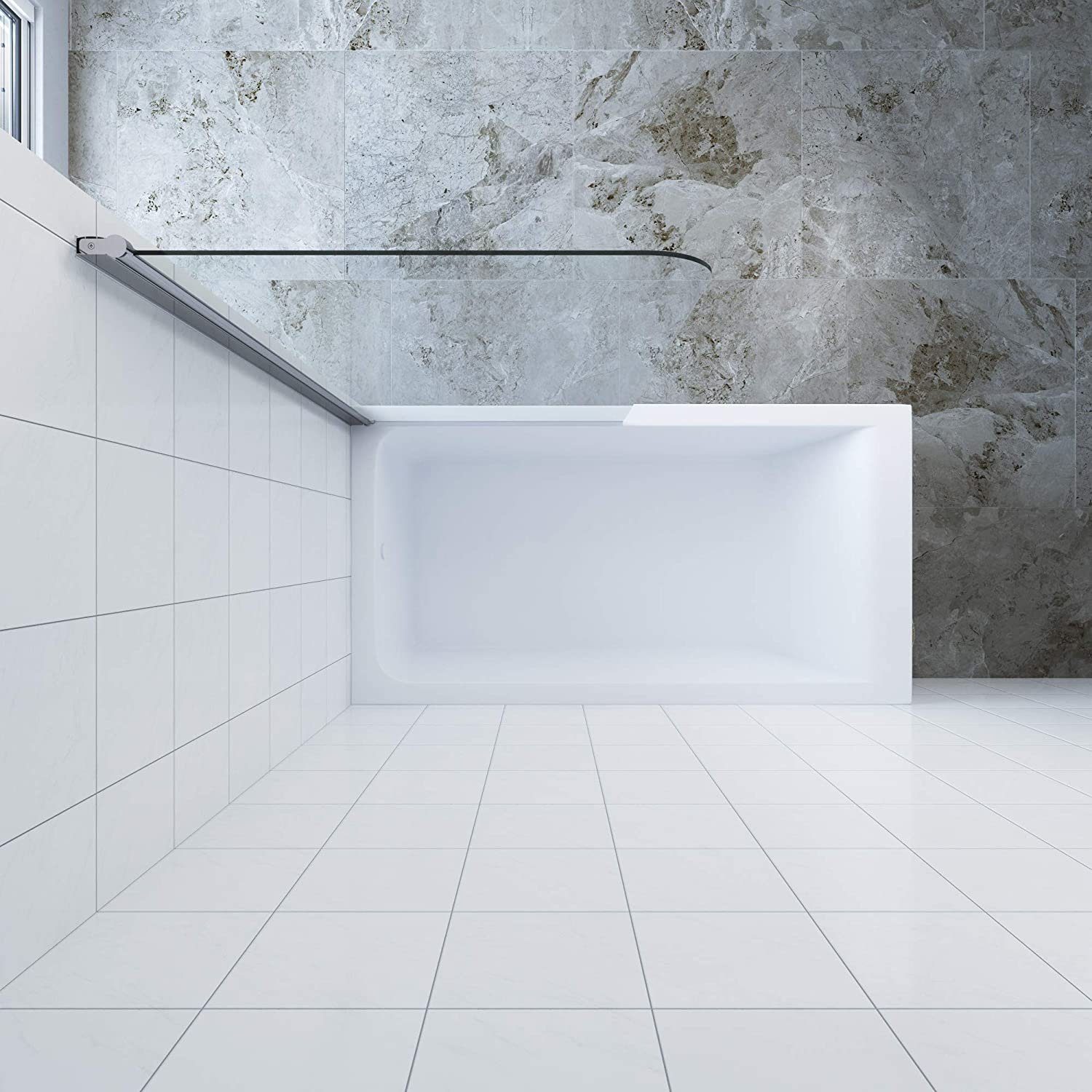 AQUALAVOS Badewannenaufsatz Badewannenaufsatz 1-teilig Nano Glas 80x140 cm Duschwand für Badewanne, Einscheiben-Sicherheitsglas (ESG) 5 mm mit Nanobeschichtung, Spritzschutz im Bad, mit Verstellbereich, Rechts- und Links Montage