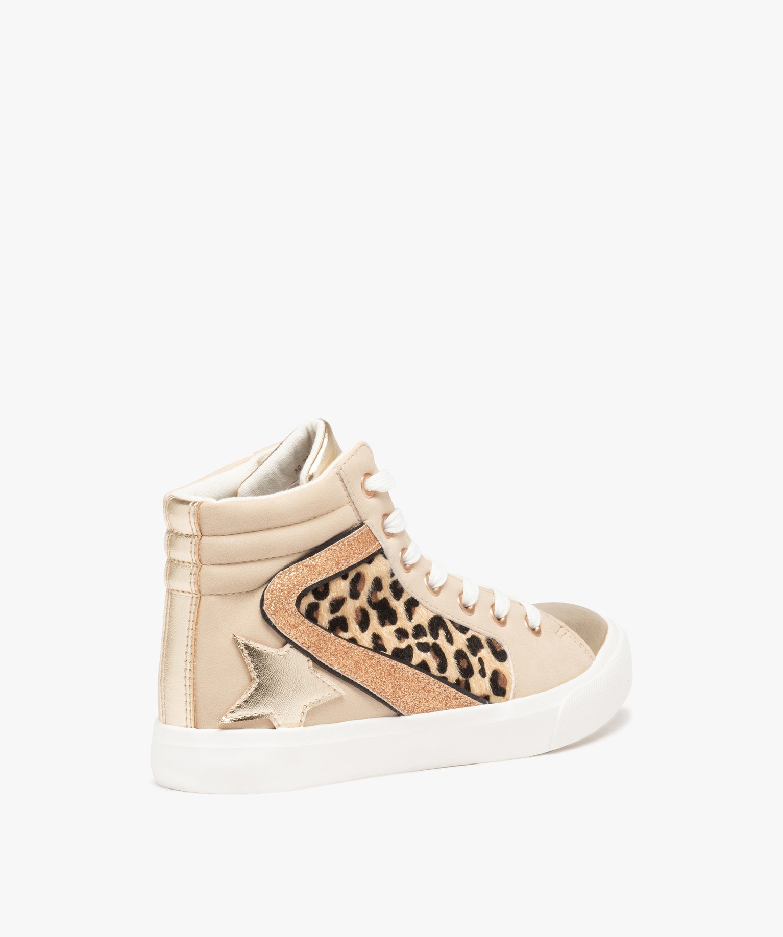 Baskets femme semi-montantes en suédine à motif jungle et ... beige | GEMO