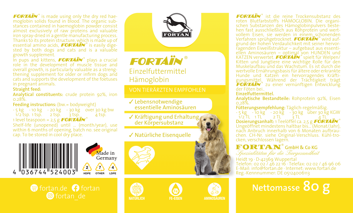 Fortan Ergänzungsfutter & Aufzucht Fortan Fortain Pulver Eisenquelle 80 g