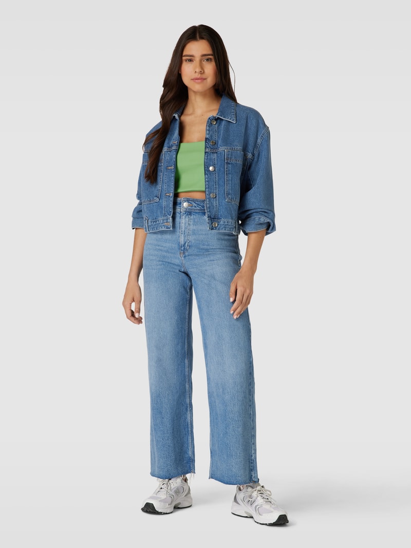 Crop Top in Ripp-Optik in grün