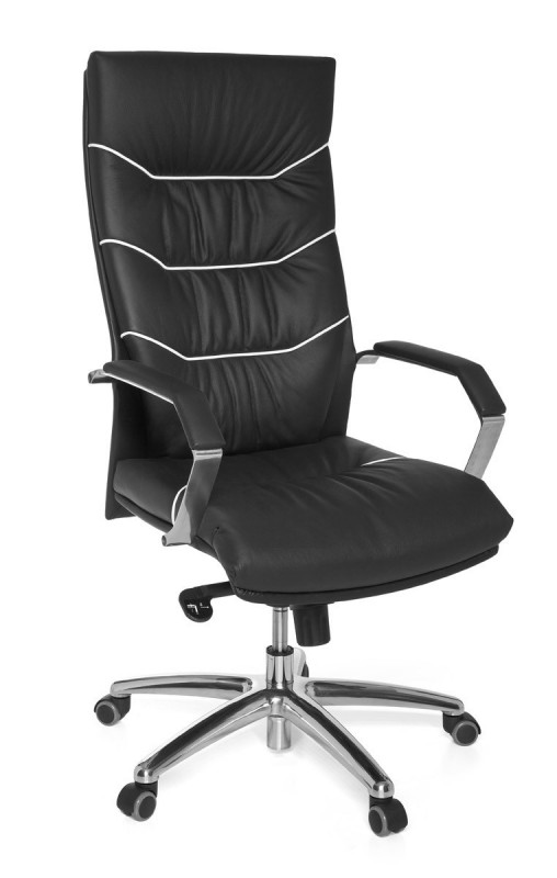 Amstyle XXL Chefsessel Ferrol Echtleder schwarz, 5-Punkt Multiblock-Mechanik, Bürostuhl bis 120kg