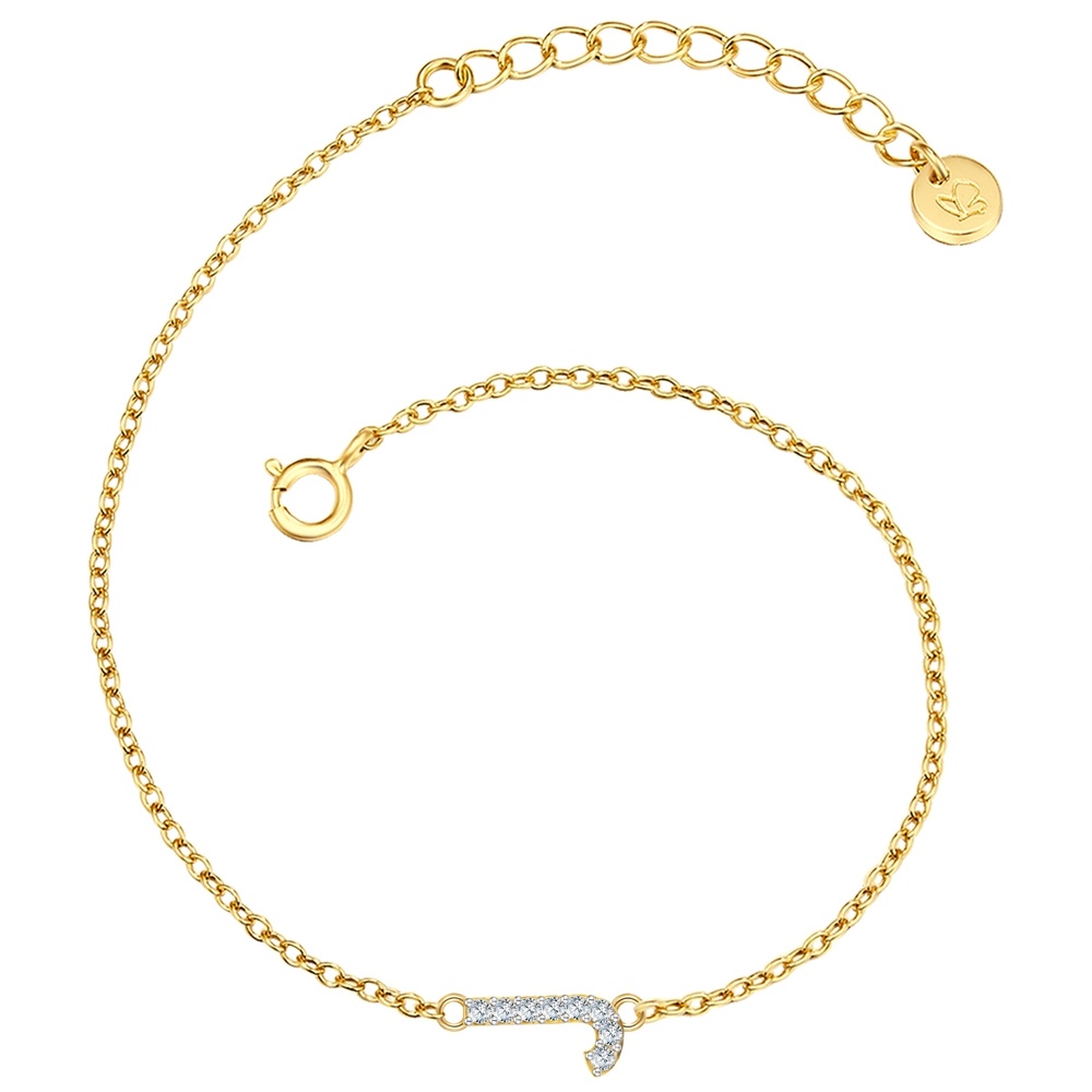 Glanzstücke München Bracelet en argent Lettre J Argent sterling Oxyde de zirconium (CZ) en Or jaune Bracelet