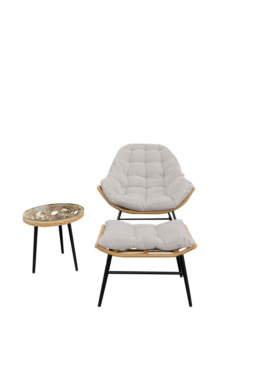 Happy Home Happy Home Rattan Balkonset 3 tlg. Sitzgruppe Gartenset mit Sitzkissen HGS57-BEI Beige